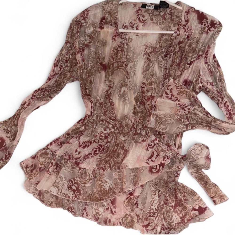Vintage Floral Long Sleeve With Tie front